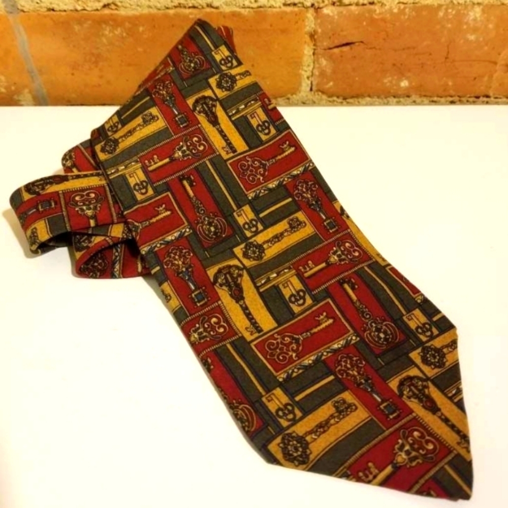 THE METROPOLITAN MUSEUM OF ART SKELETON KEY 🗝️ SILK NECK TIE PROFESSOR MENS VTG
